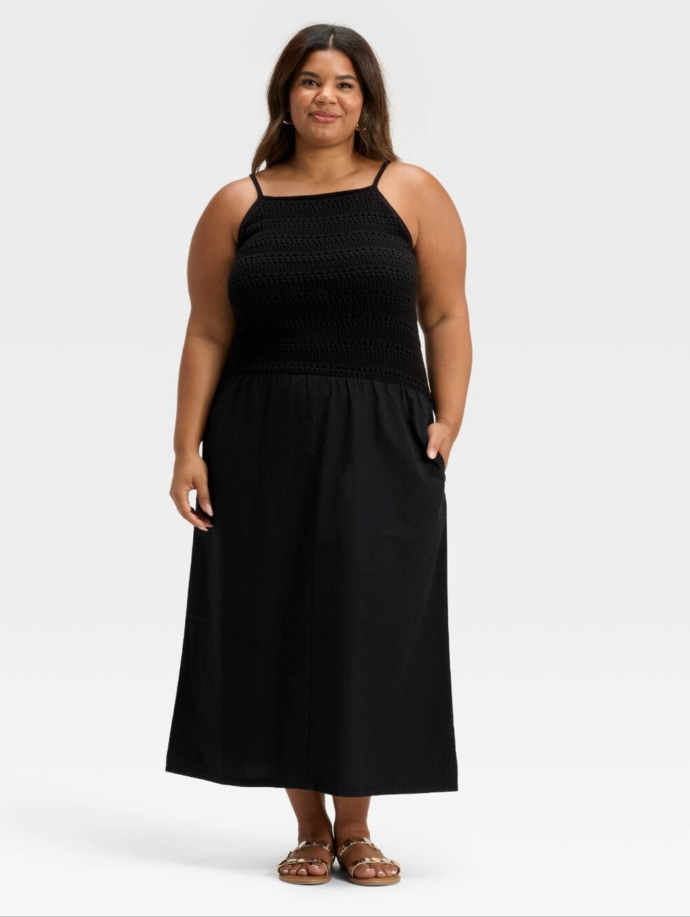 Women's Drop Waist Maxi Sweater Dress - Universal Thread™ Black 1X
